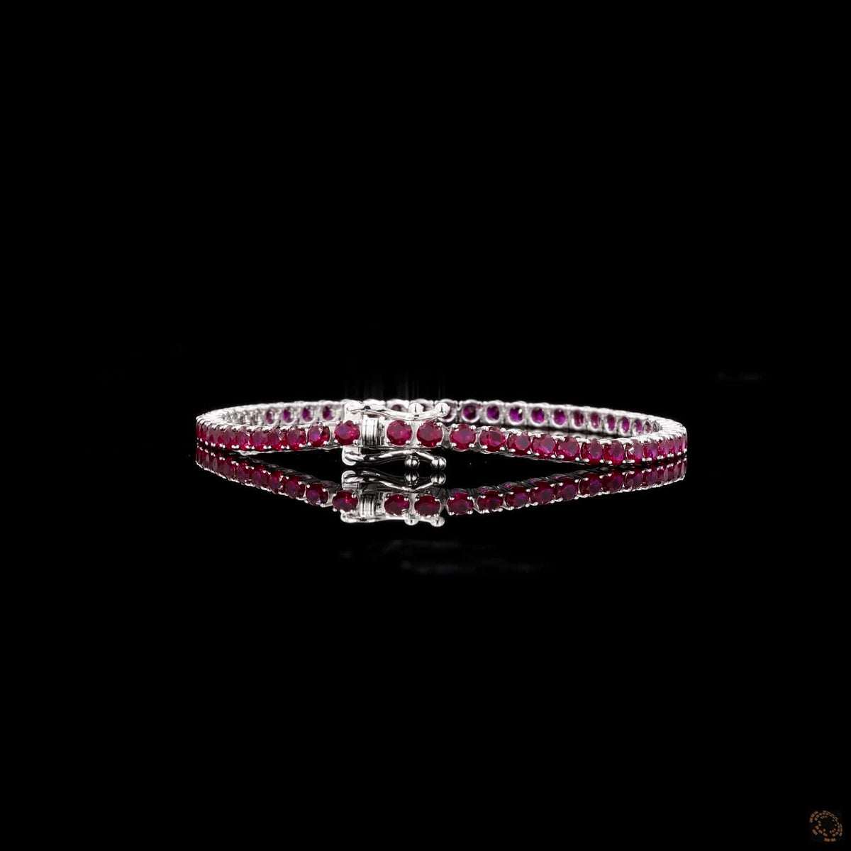 5.76 Ct Round Ruby Tennis Bracelet | White Gold Genuine Ruby Line Bracelet