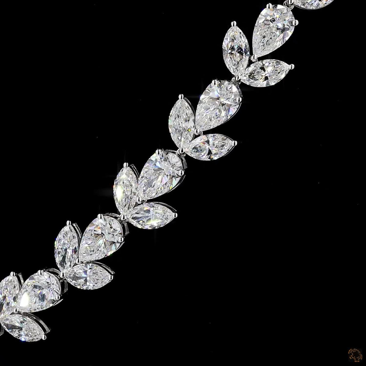 65.78 Ct Botanical Leaf & Cluster Marquise Diamond Drop Necklace in 14K White Gold