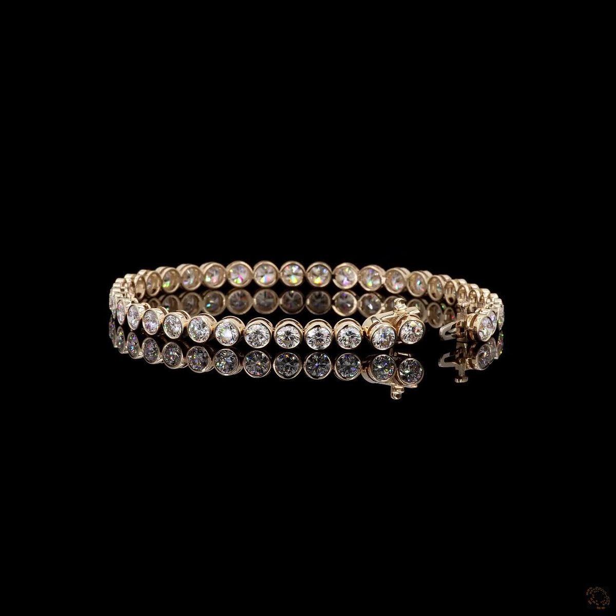9.86 Ct Bezel-Set Round Diamond Tennis Bracelet in 14K Yellow Gold