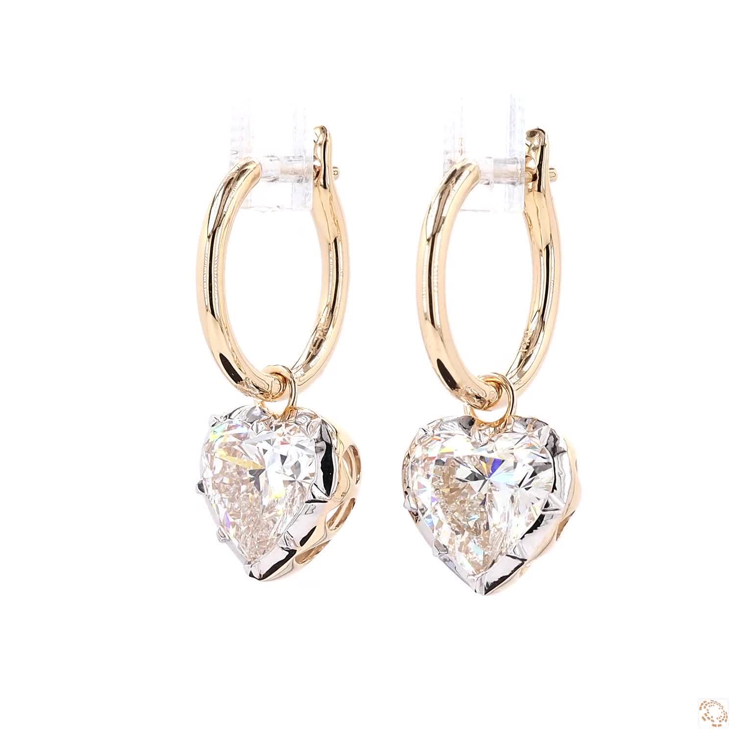 6.06 Ct Heart Cut Diamond Drip Drop Earrings with White Gold Bezel Accent