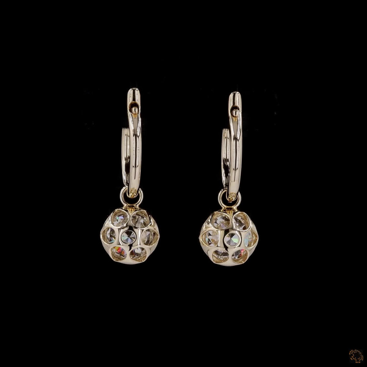 4.11 Ct Round Solitaire Lab Grown Diamond Georgian Earring  in 14K Yellow Gold | Dangle Diamond Hoop Earrings | Minimalist Luxury Fine Jewelry | Gift for Her
