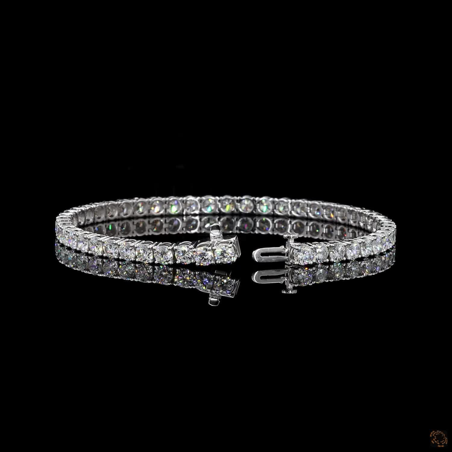 7.77 Ct Round Brilliant Diamond Eternity Line Bracelet in White Gold