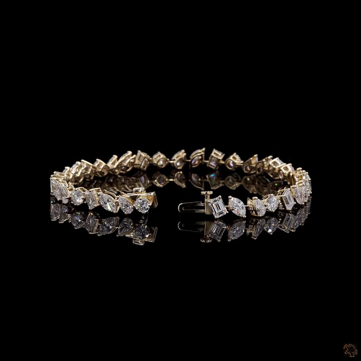 7.79 Ct Multi-Shape Diamond Tennis Bracelet in 14K  Yellow Gold