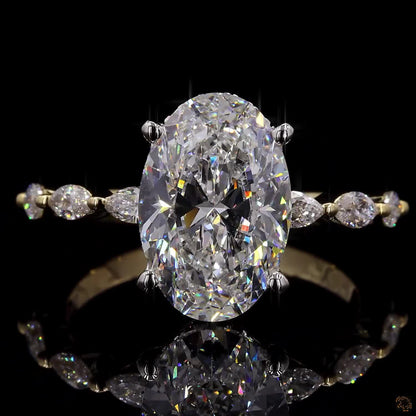 4.05 Ct Oval Cut Lab Grown Diamond Engagement Ring Set 