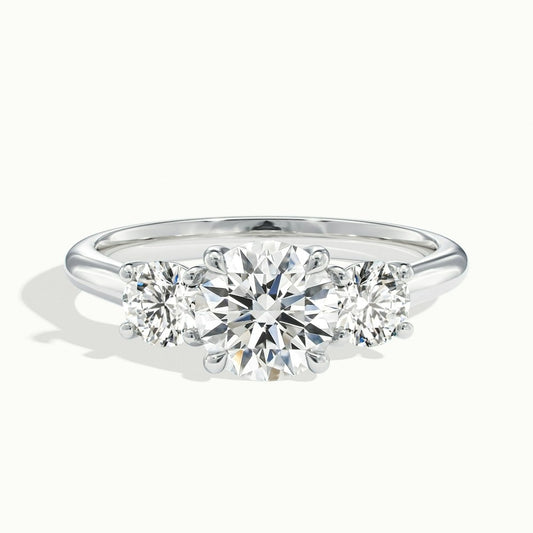 2.50 Ct In Round Bardot Scallop Engagement Ring