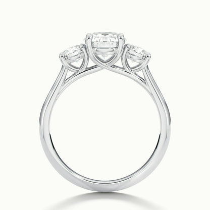 2.50 Ct In Round Bardot Scallop Engagement Ring
