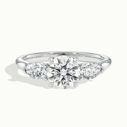 2.50 Ct In Round Bardot Scallop Engagement Ring