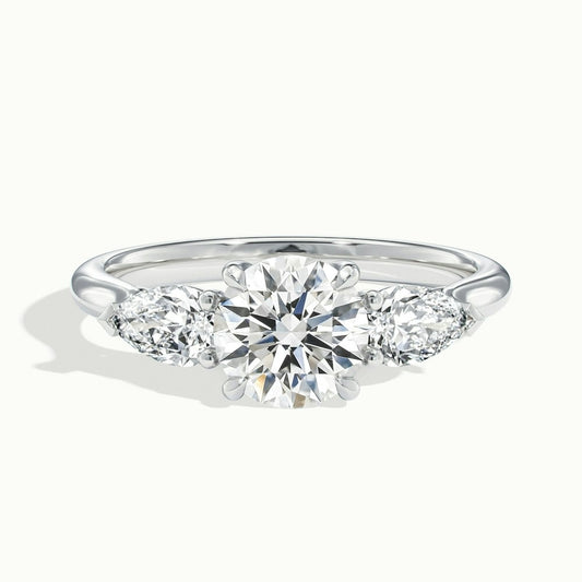 2.50 Ct In Round Bardot Scallop Engagement Ring