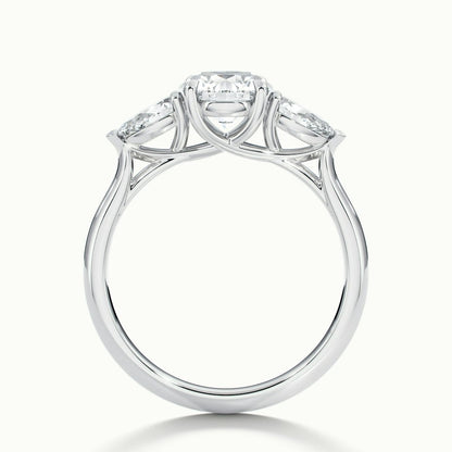 2.50 Ct In Round Bardot Scallop Engagement Ring