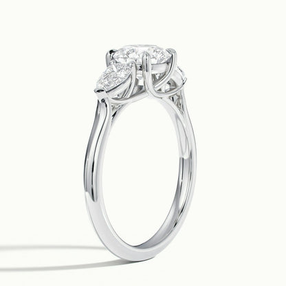2.50 Ct In Round Bardot Scallop Engagement Ring