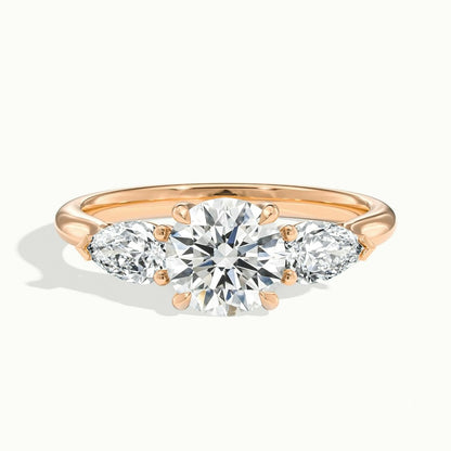2.50 Ct In Round Bardot Scallop Engagement Ring