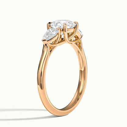 2.50 Ct In Round Bardot Scallop Engagement Ring