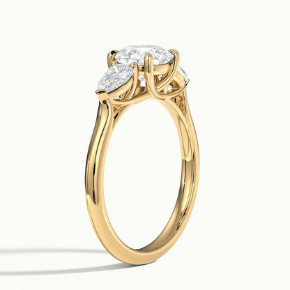 2.50 Ct In Round Bardot Scallop Engagement Ring
