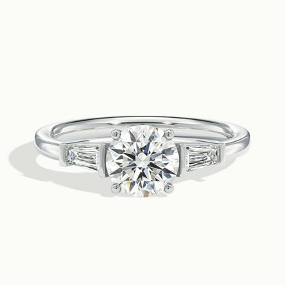 2.30 Ct In Round Bardot Scallop Engagement Ring