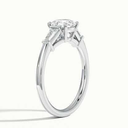 2.30 Ct In Round Bardot Scallop Engagement Ring