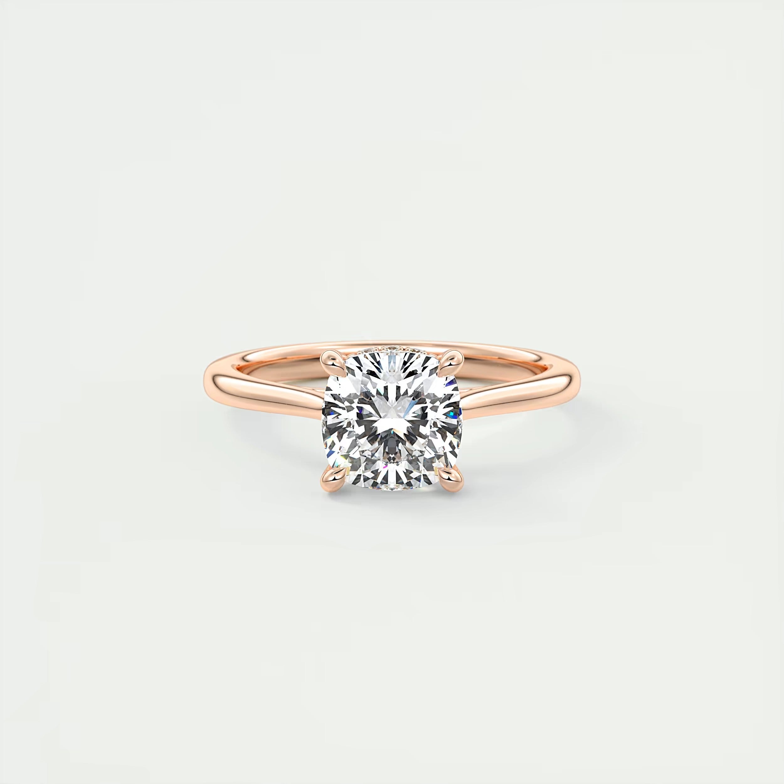 2.80 Ct The Cathedral Center Stone Cushion Hidden Halo Engagement Ring