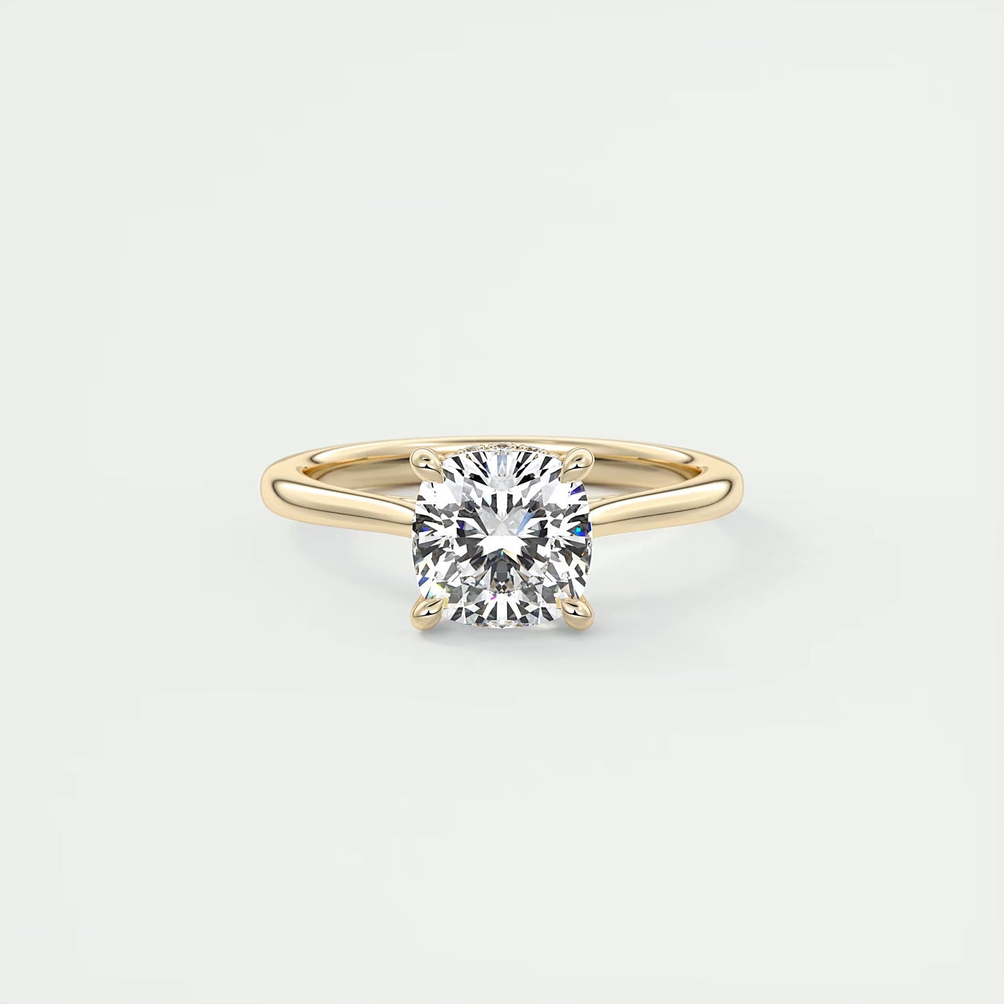 2.80 Ct The Cathedral Center Stone Cushion Hidden Halo Engagement Ring