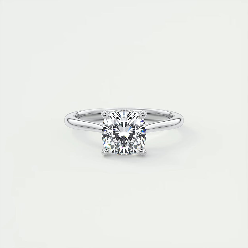 2.80 Ct The Cathedral Center Stone Cushion Hidden Halo Engagement Ring