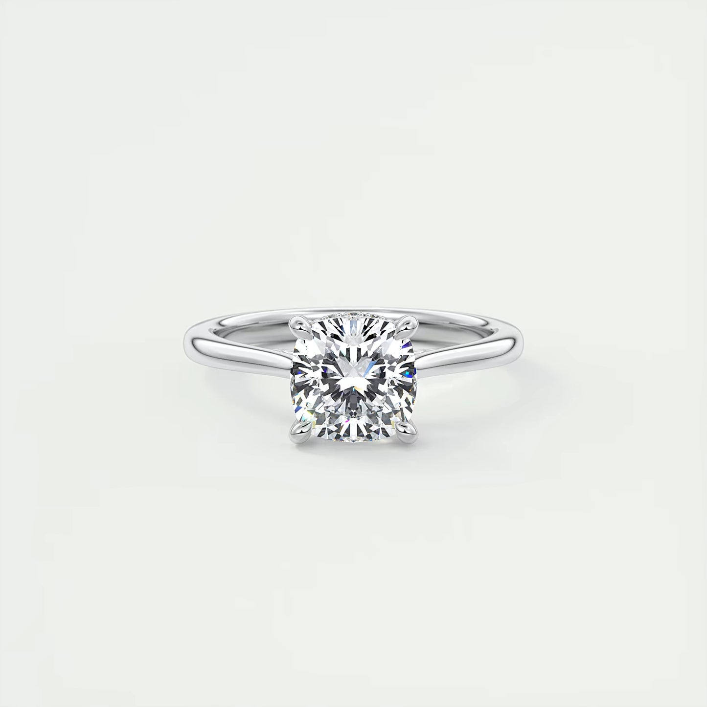 2.80 Ct The Cathedral Center Stone Cushion Hidden Halo Engagement Ring