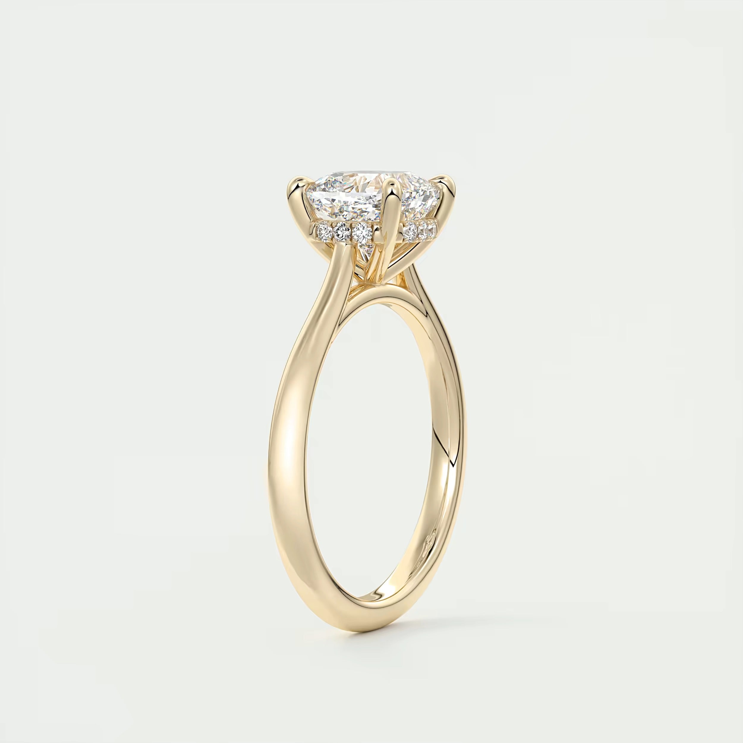 2.80 Ct The Cathedral Center Stone Cushion Hidden Halo Engagement Ring