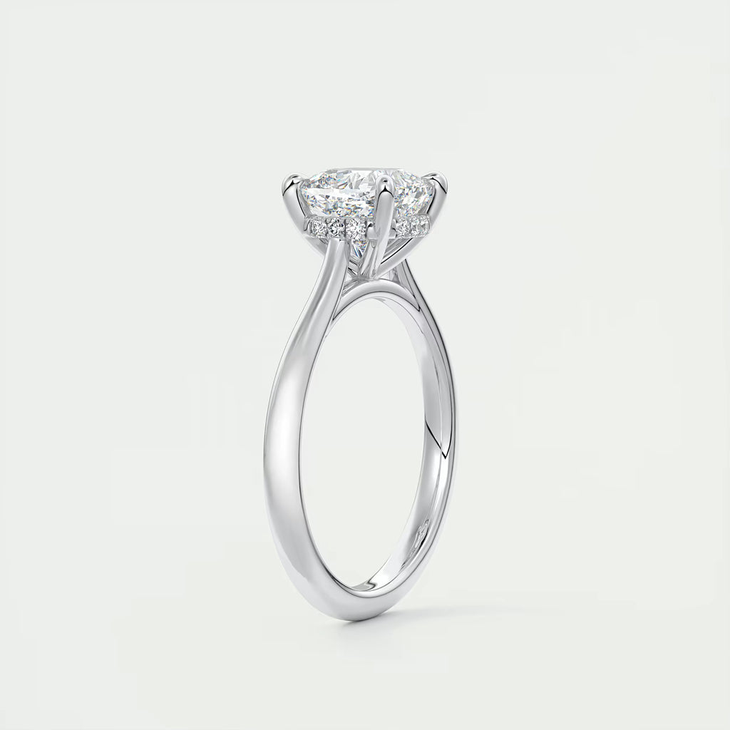 2.80 Ct The Cathedral Center Stone Cushion Hidden Halo Engagement Ring