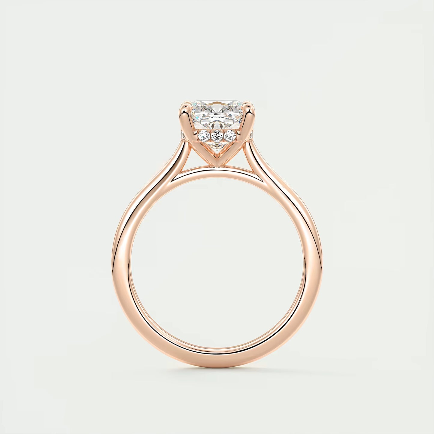 2.80 Ct The Cathedral Center Stone Cushion Hidden Halo Engagement Ring