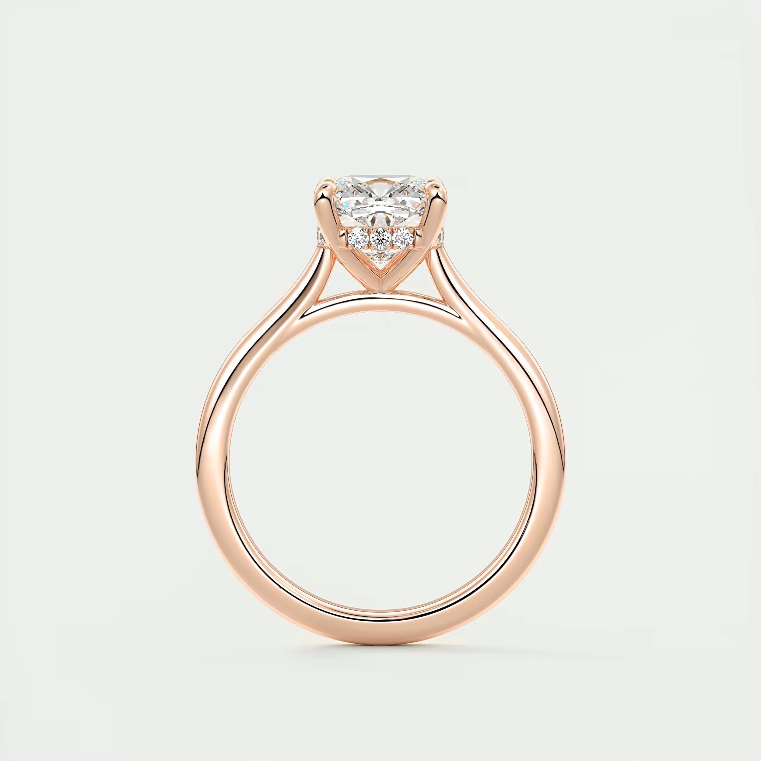 2.80 Ct The Cathedral Center Stone Cushion Hidden Halo Engagement Ring