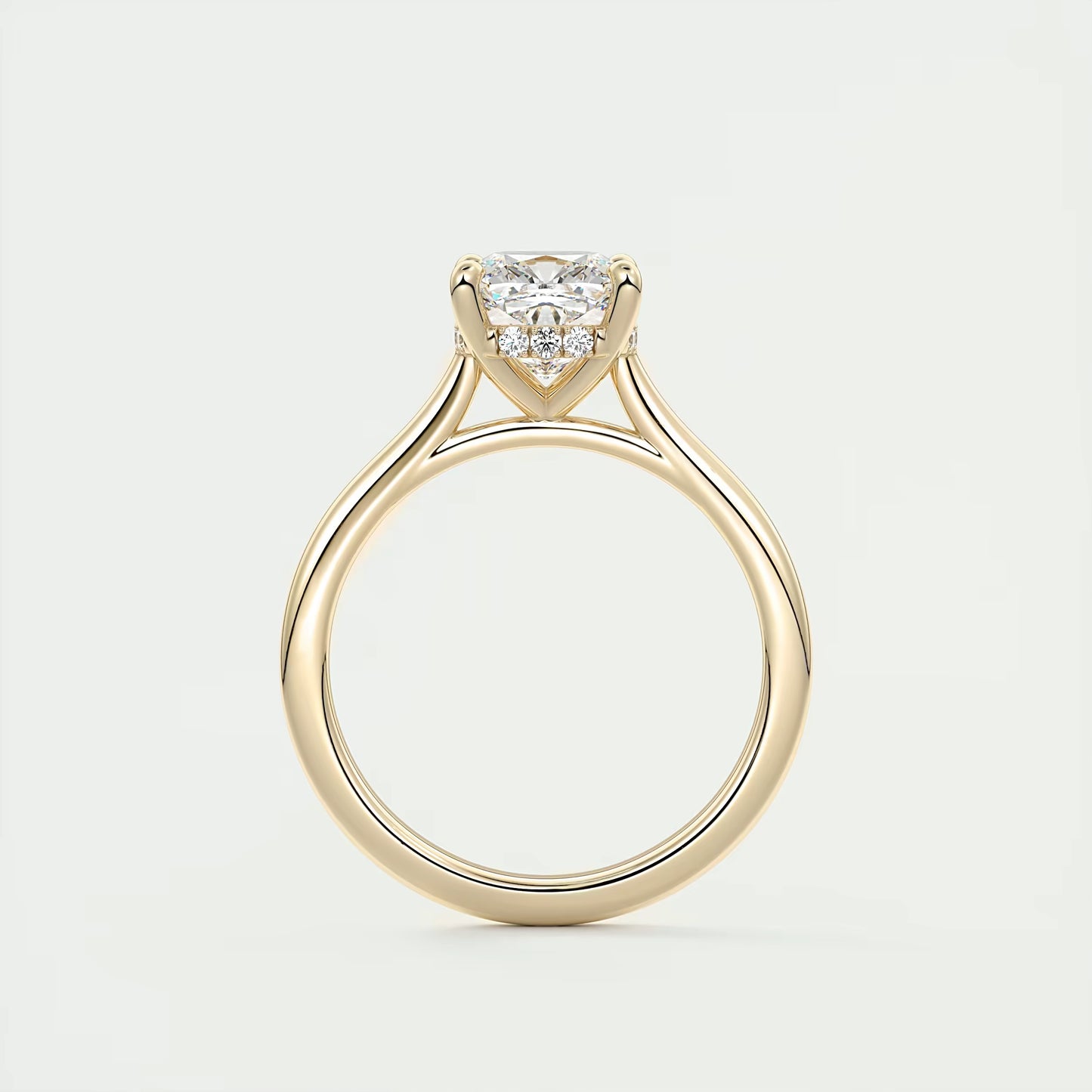 2.80 Ct The Cathedral Center Stone Cushion Hidden Halo Engagement Ring