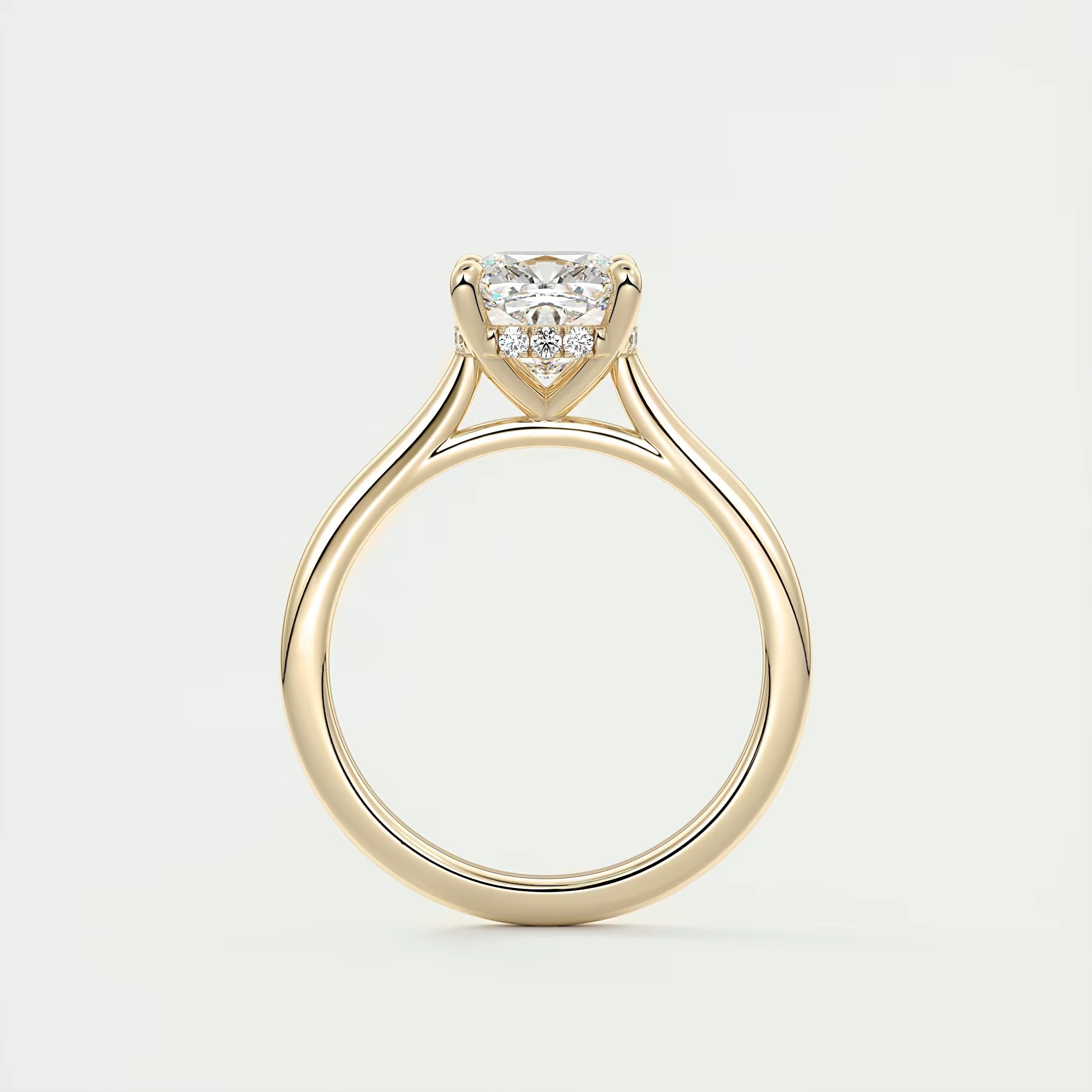 2.80 Ct The Cathedral Center Stone Cushion Hidden Halo Engagement Ring