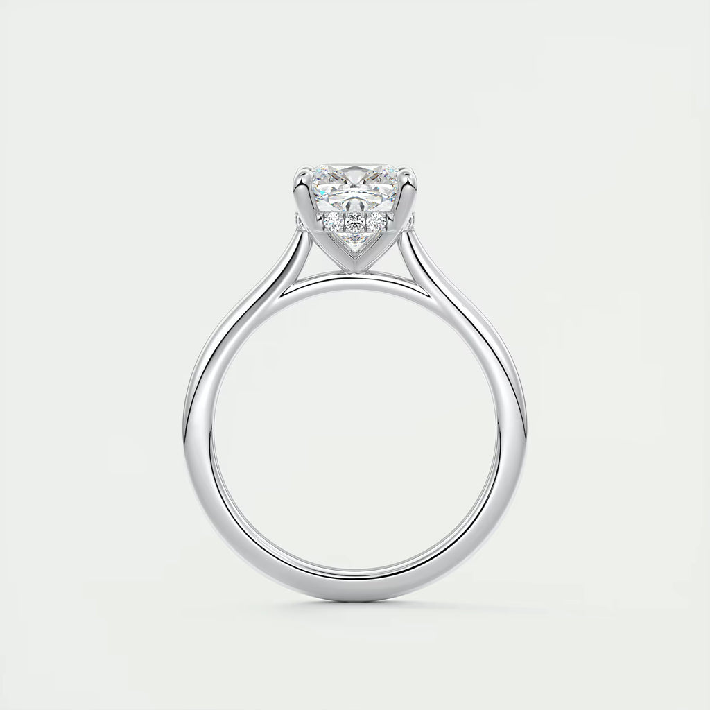 2.80 Ct The Cathedral Center Stone Cushion Hidden Halo Engagement Ring