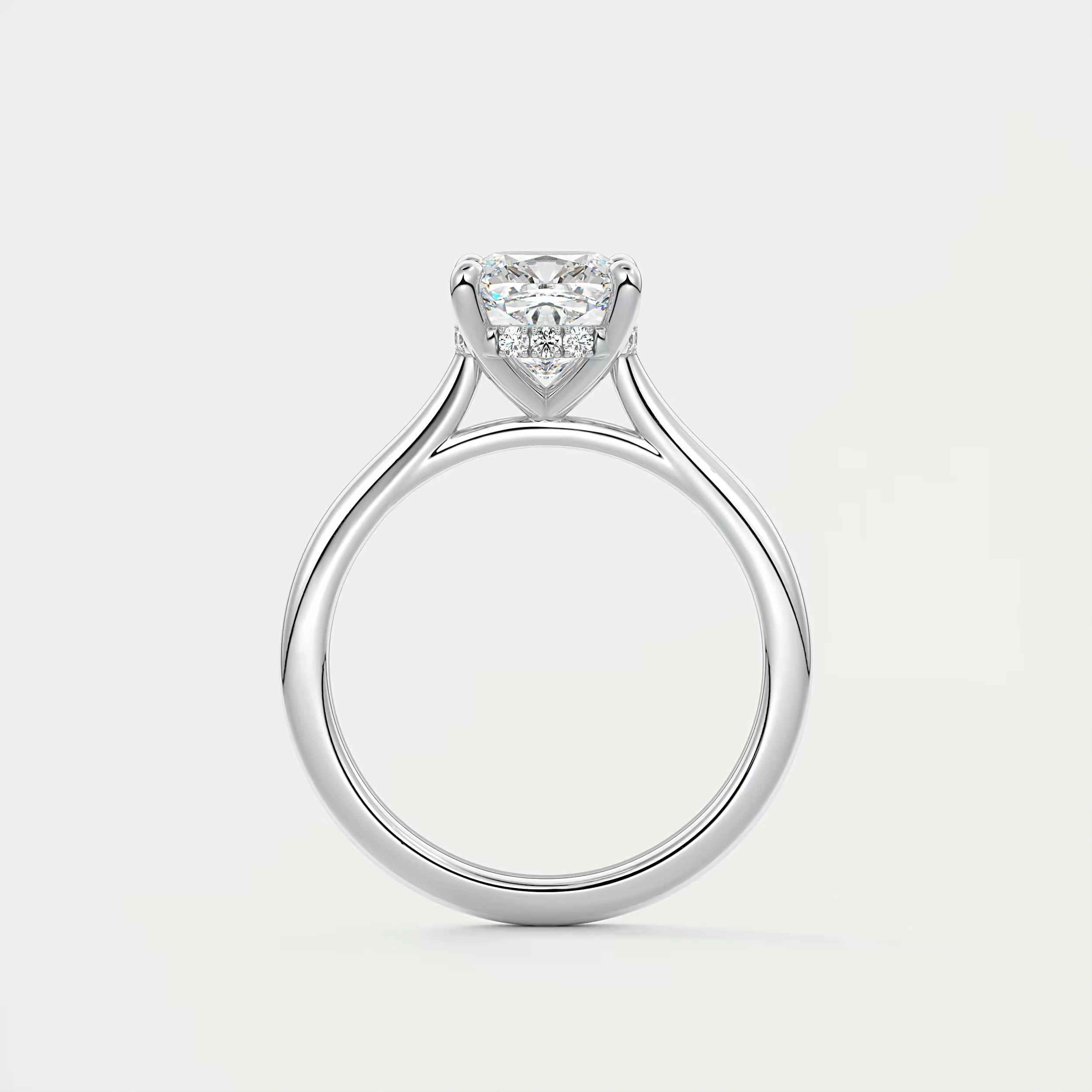 2.80 Ct The Cathedral Center Stone Cushion Hidden Halo Engagement Ring