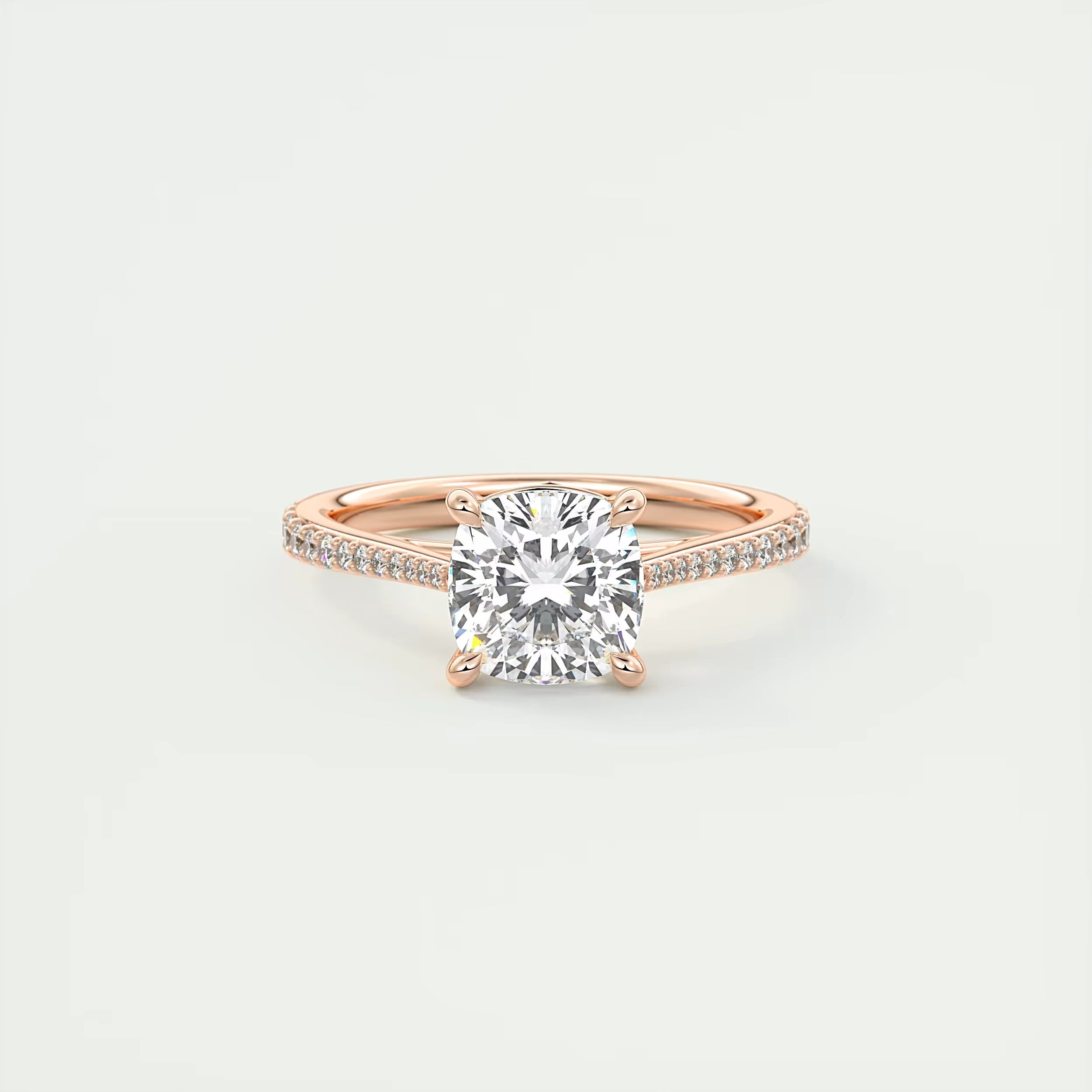 2.45 Ct The Cathedral Pavé Cushion Solitaire Ring Engagement Ring