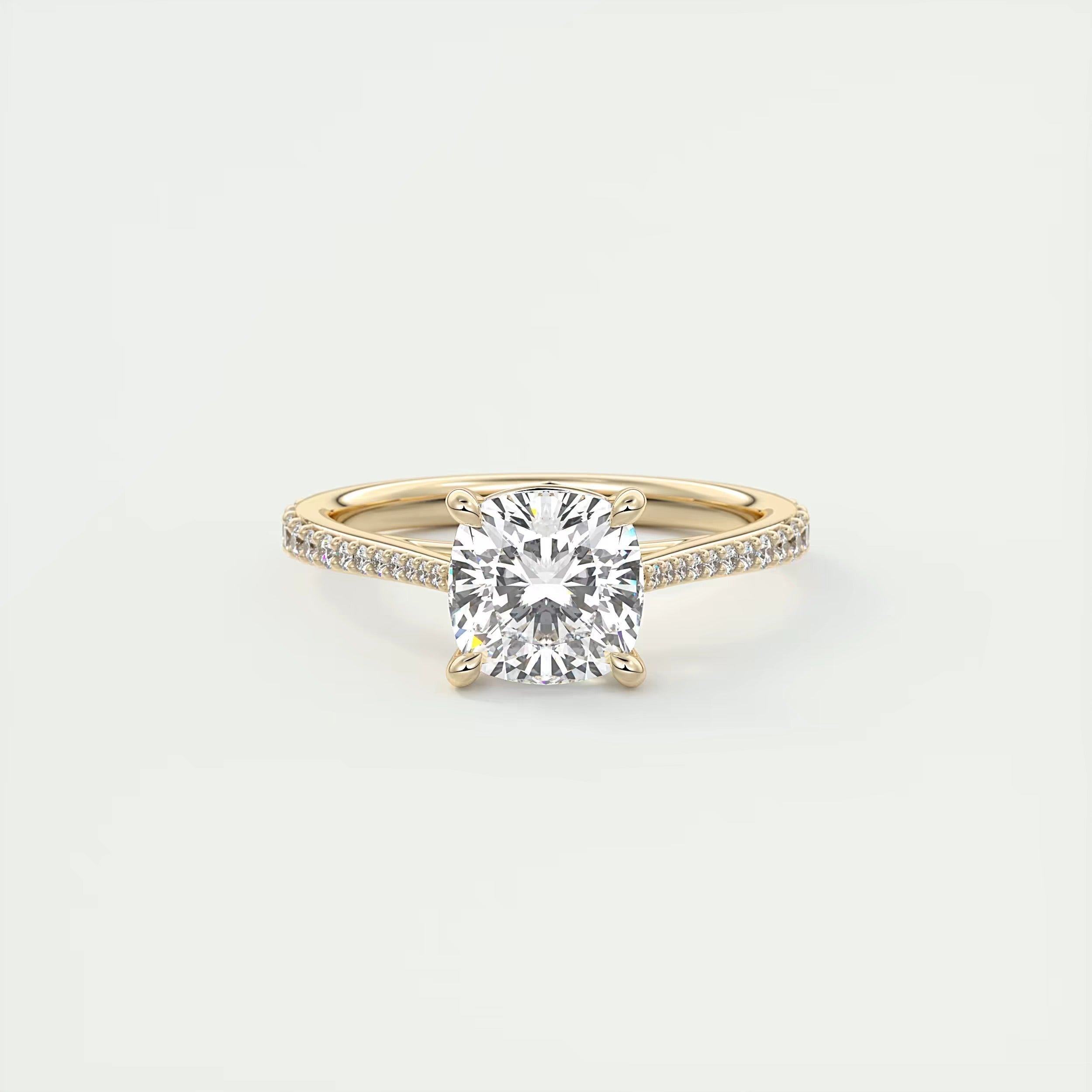 2.45 Ct The Cathedral Pavé Cushion Solitaire Ring Engagement Ring