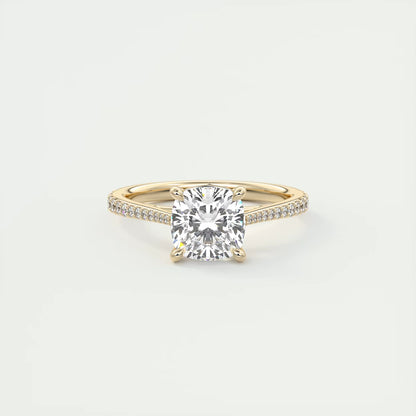 2.45 Ct The Cathedral Pavé Cushion Solitaire Ring Engagement Ring
