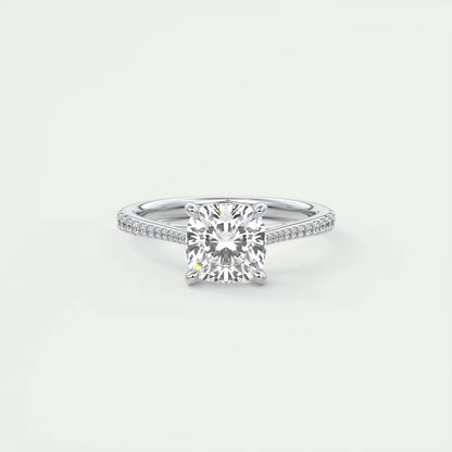 2.45 Ct The Cathedral Pavé Cushion Solitaire Ring Engagement Ring