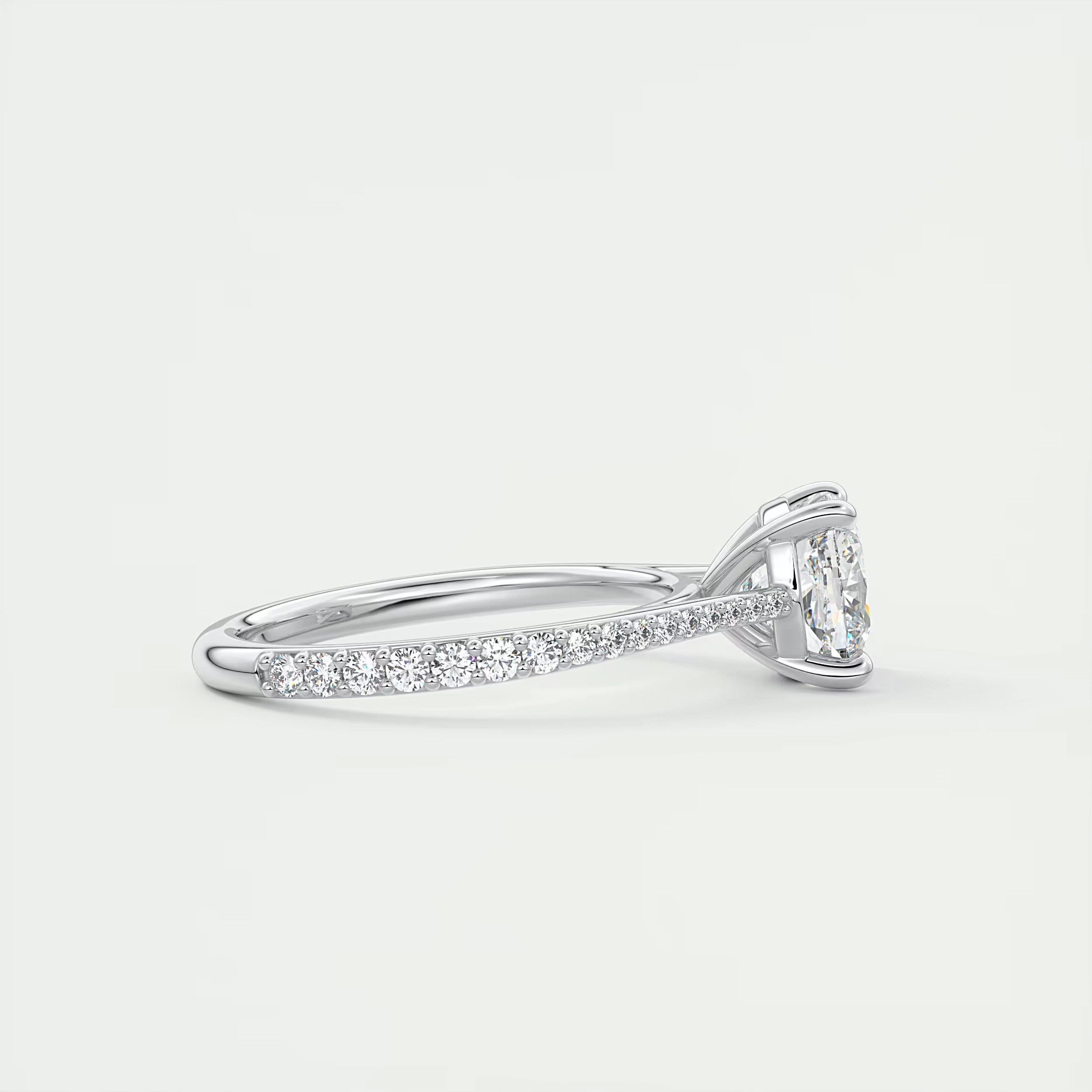 2.45 Ct The Cathedral Pavé Cushion Solitaire Ring Engagement Ring
