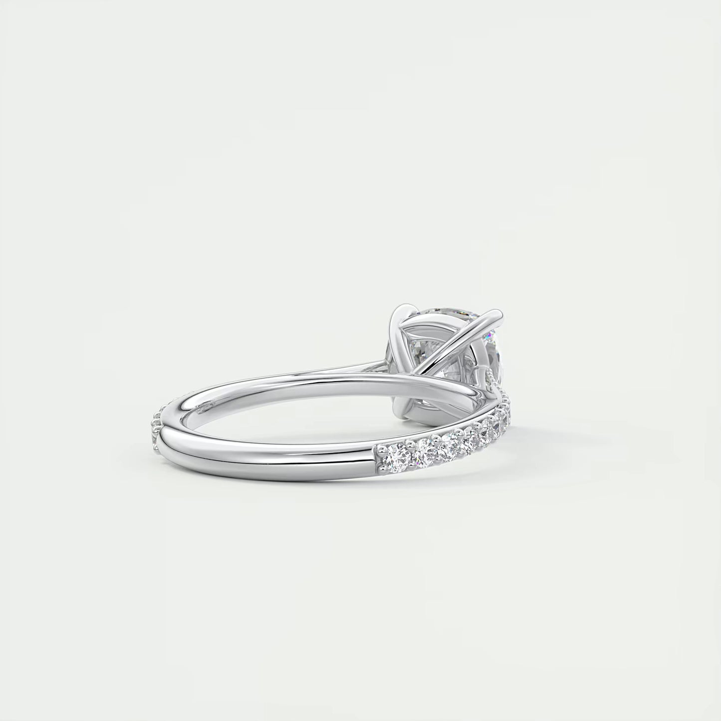 2.45 Ct The Cathedral Pavé Cushion Solitaire Ring Engagement Ring