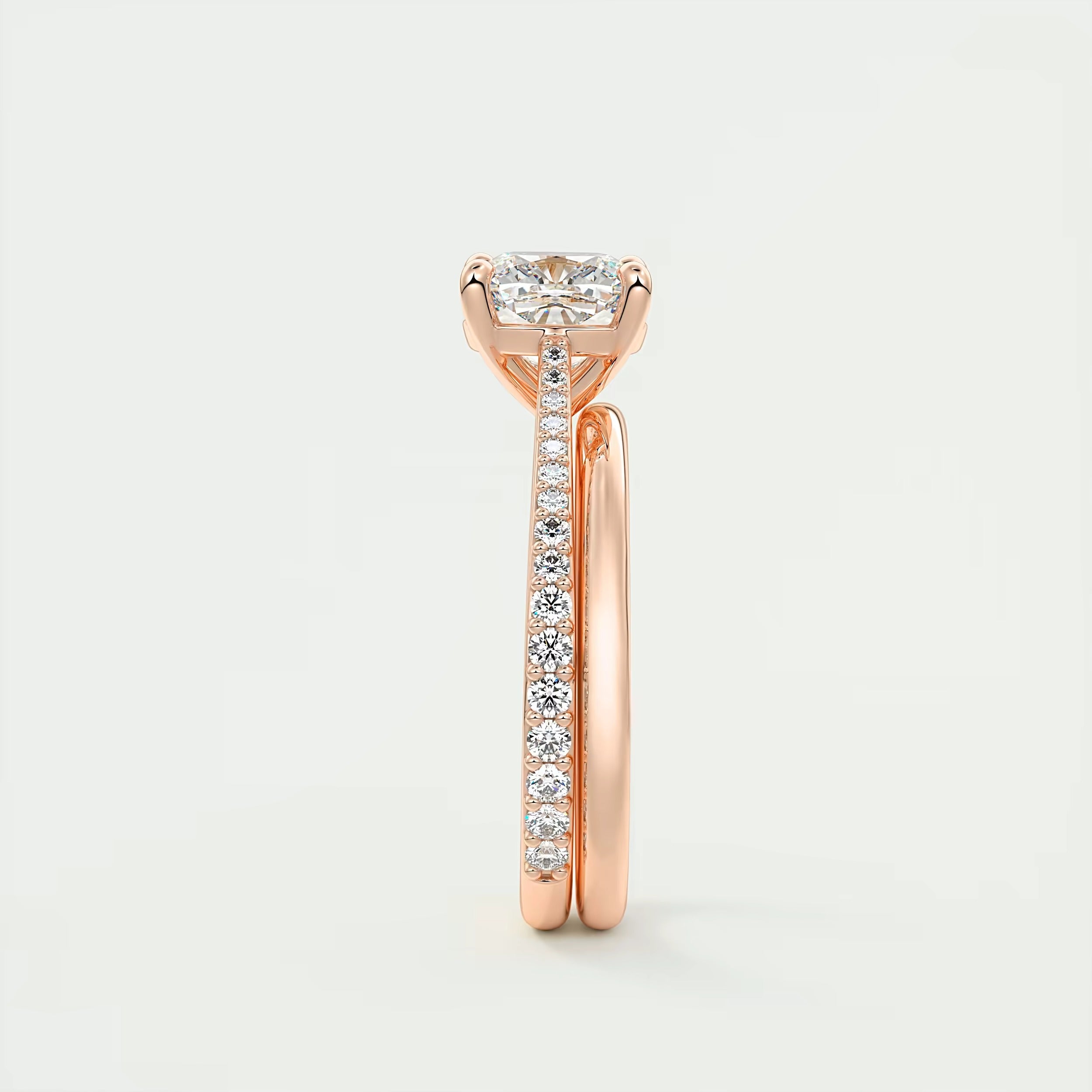 2.45 Ct The Cathedral Pavé Cushion Solitaire Ring Engagement Ring