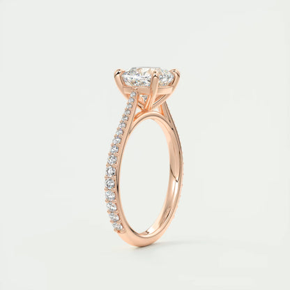 2.45 Ct The Cathedral Pavé Cushion Solitaire Ring Engagement Ring