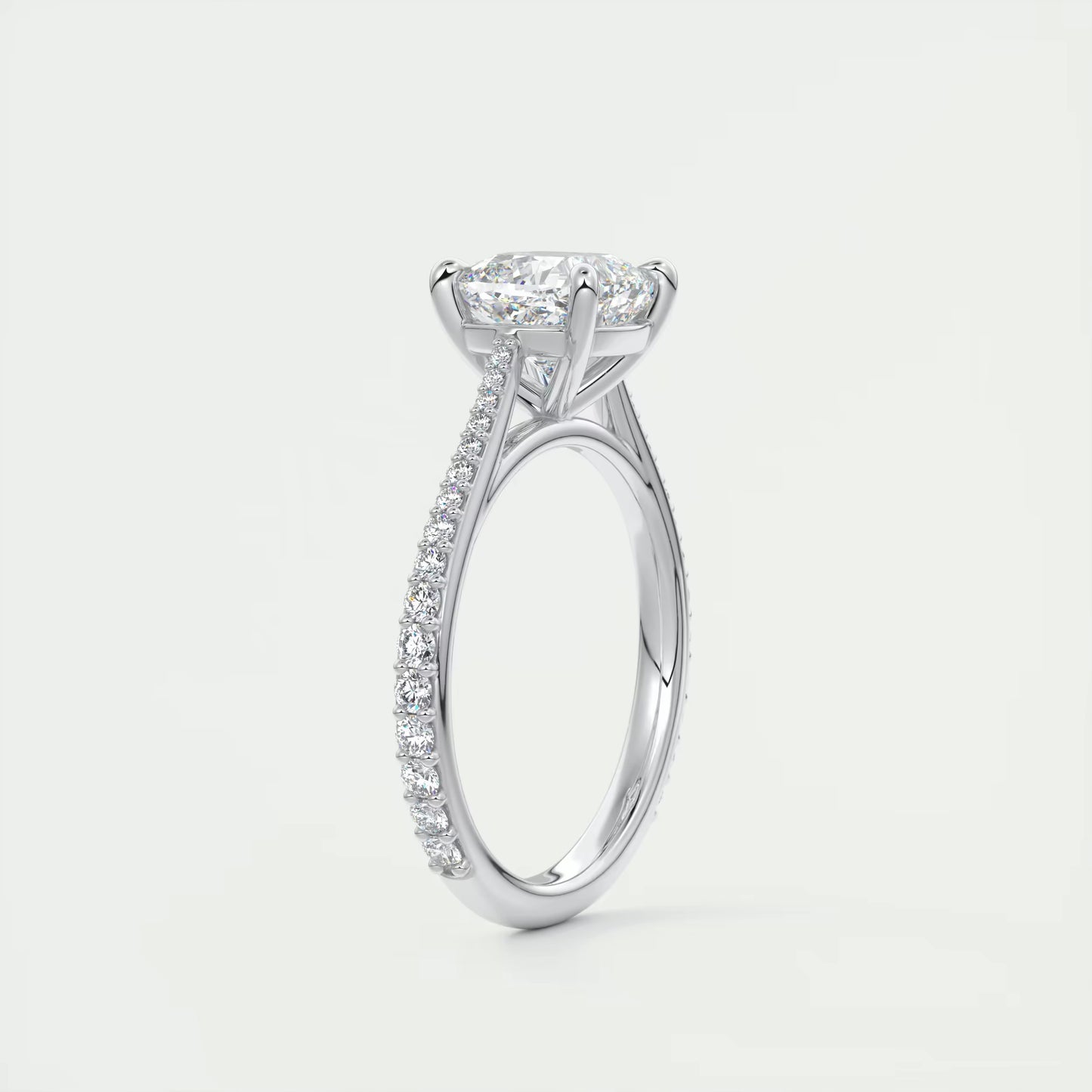 2.45 Ct The Cathedral Pavé Cushion Solitaire Ring Engagement Ring