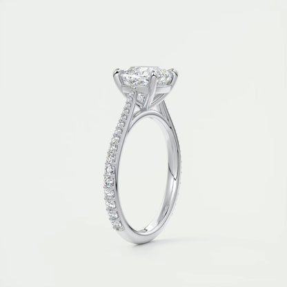2.45 Ct The Cathedral Pavé Cushion Solitaire Ring Engagement Ring