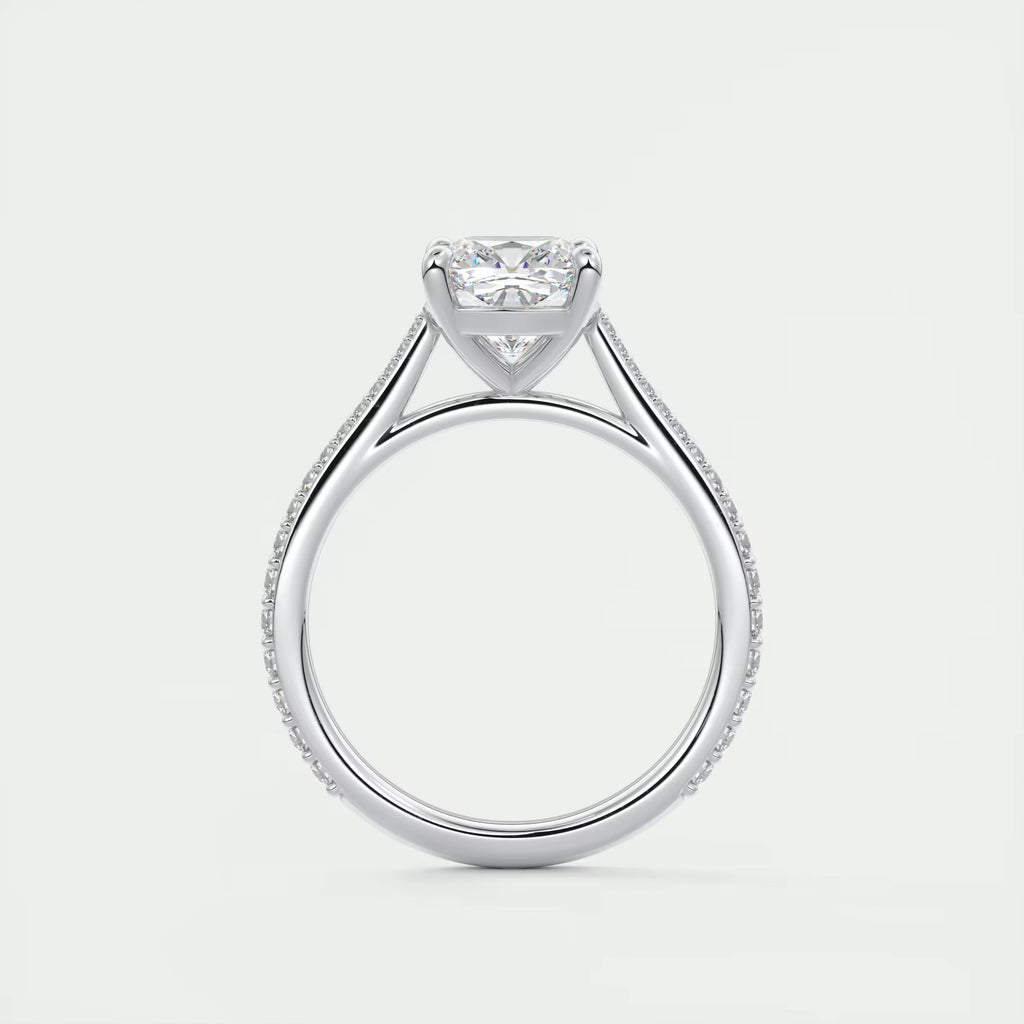 2.45 Ct The Cathedral Pavé Cushion Solitaire Ring Engagement Ring