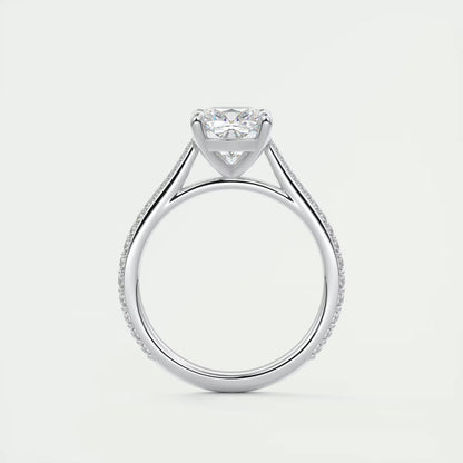 2.45 Ct The Cathedral Pavé Cushion Solitaire Ring Engagement Ring