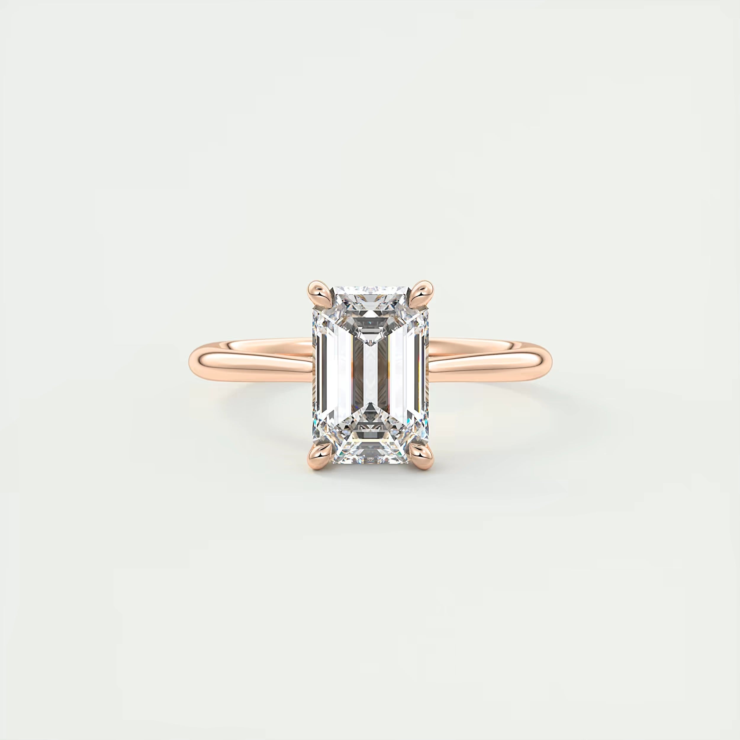 2.80 Ct The Cathedral Hidden Halo Center Stone Emerald Engagement Ring