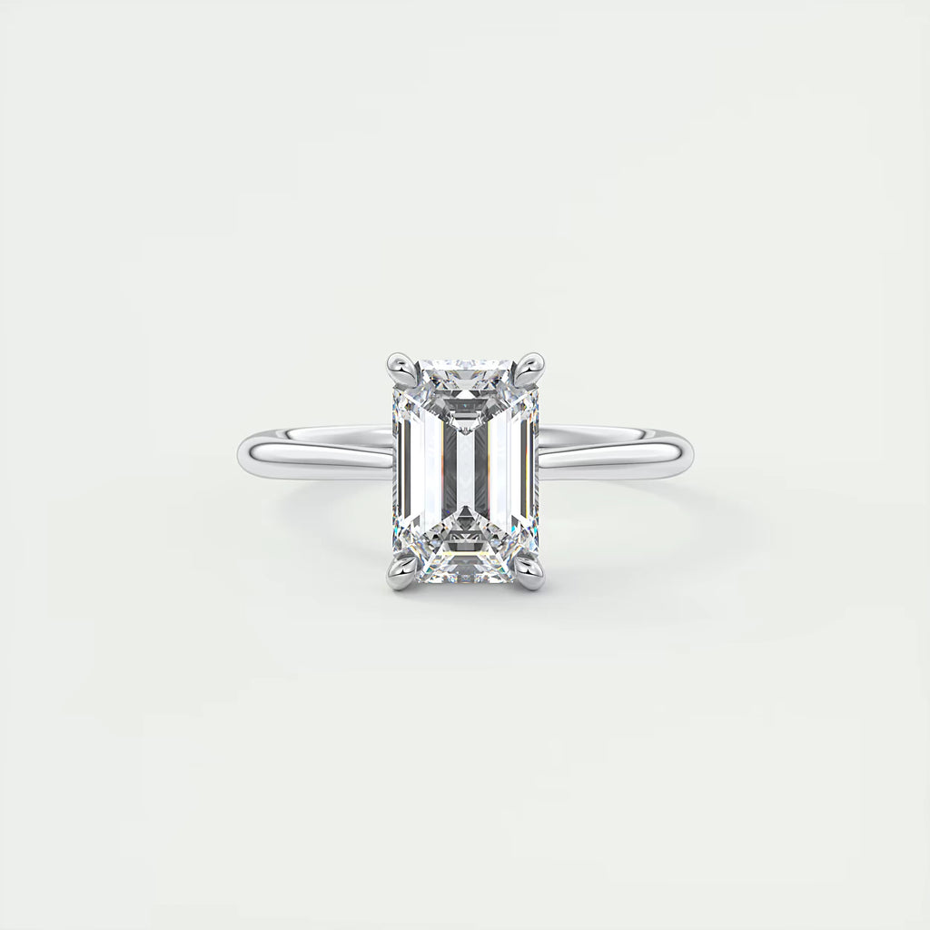 2.80 Ct The Cathedral Hidden Halo Center Stone Emerald Engagement Ring