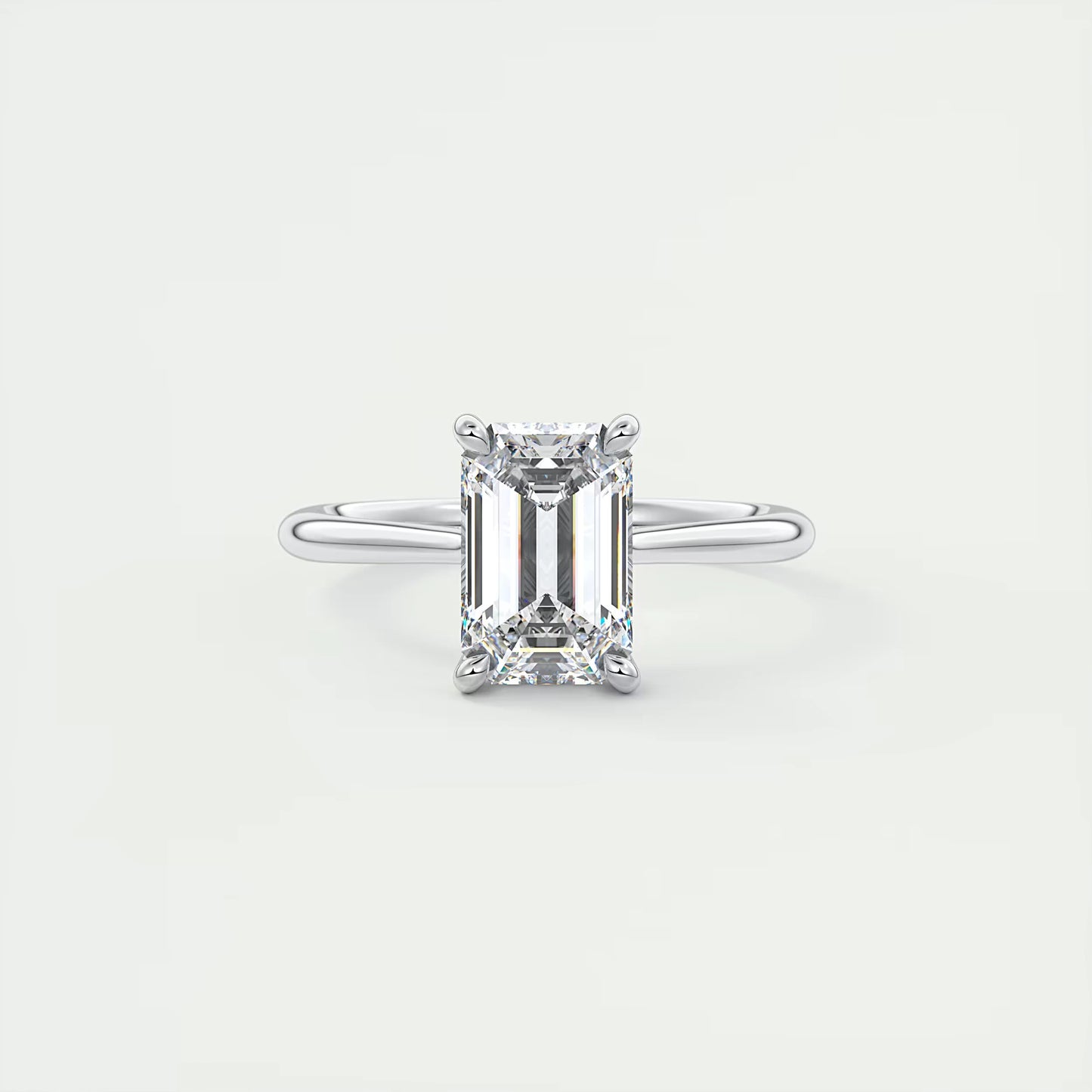 2.80 Ct The Cathedral Hidden Halo Center Stone Emerald Engagement Ring