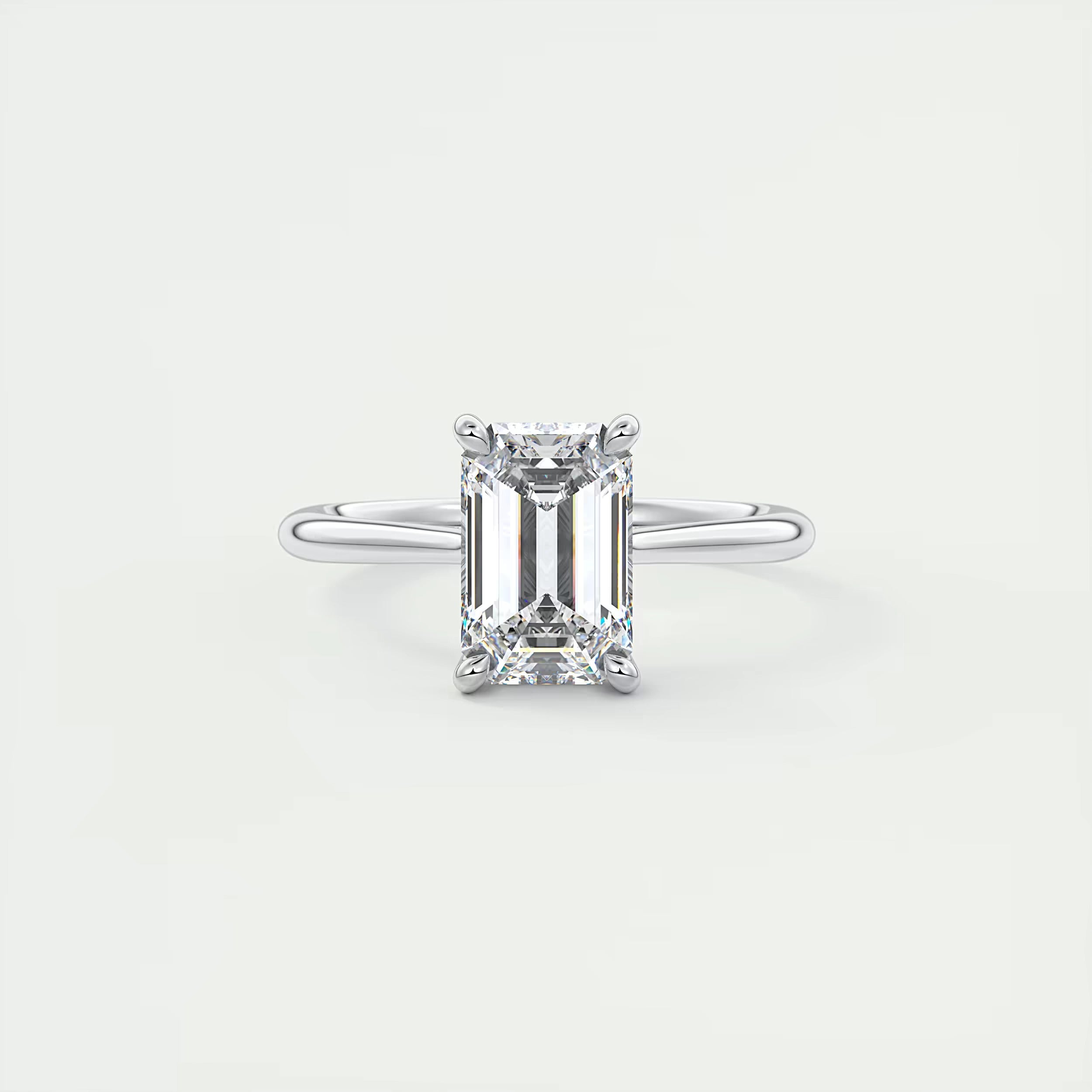 2.80 Ct The Cathedral Hidden Halo Center Stone Emerald Engagement Ring