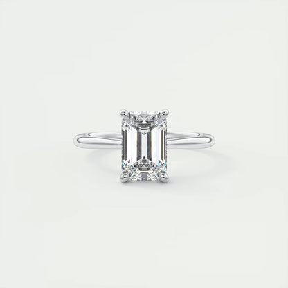 2.80 Ct The Cathedral Hidden Halo Center Stone Emerald Engagement Ring