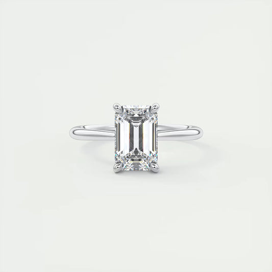 2.80 Ct The Cathedral Hidden Halo Center Stone Emerald Engagement Ring