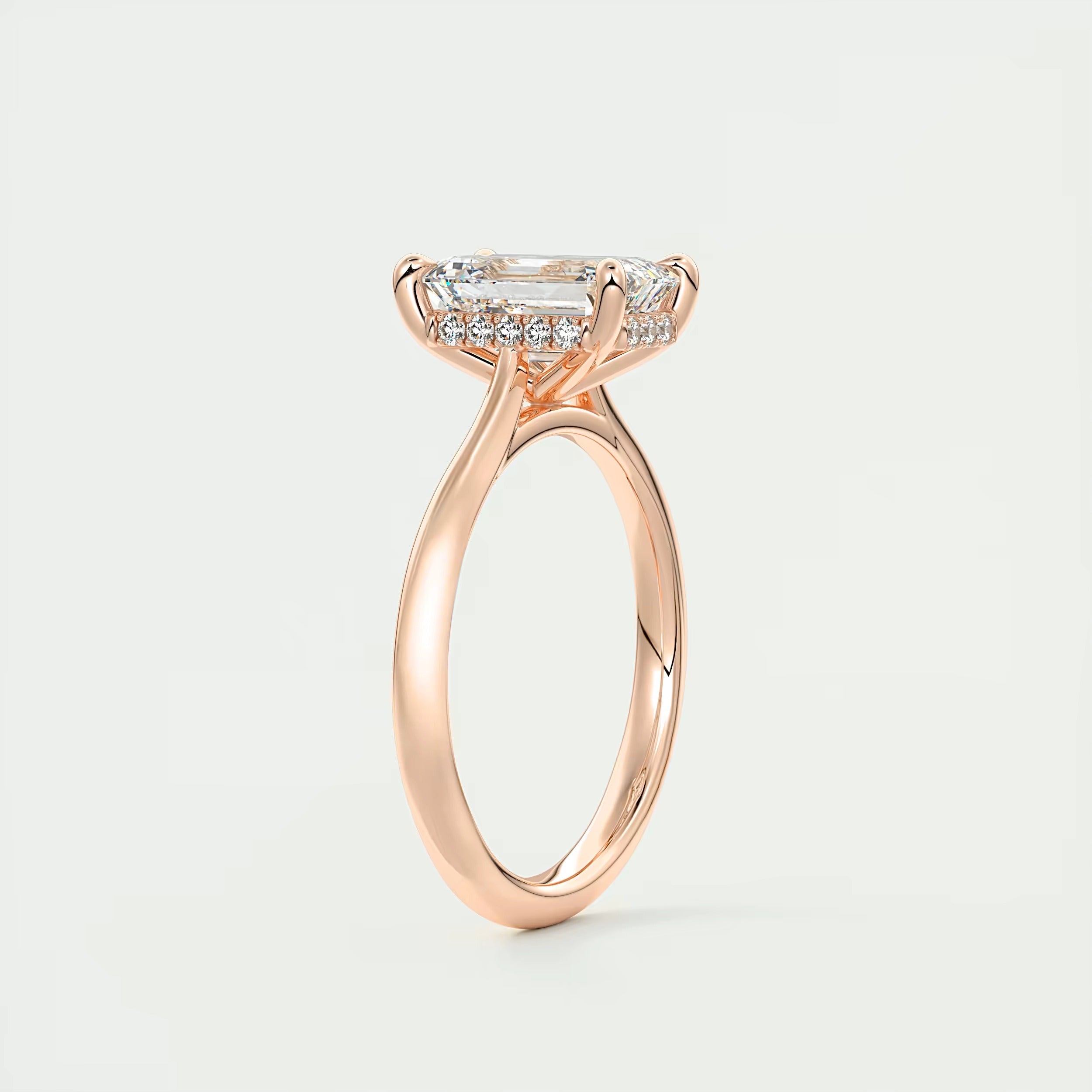 2.80 Ct The Cathedral Hidden Halo Center Stone Emerald Engagement Ring